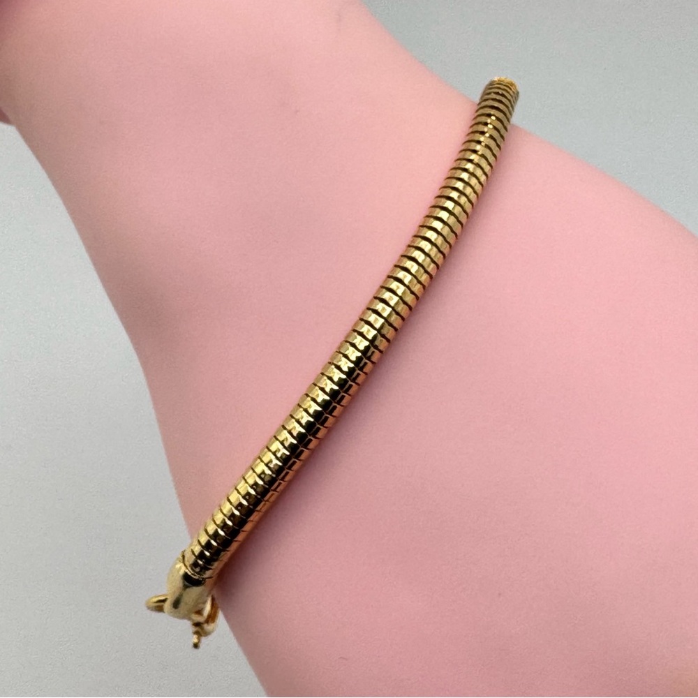 Gold Tone Snake Chain Bracelet Chunky Flexible Statement Link Boho Glam